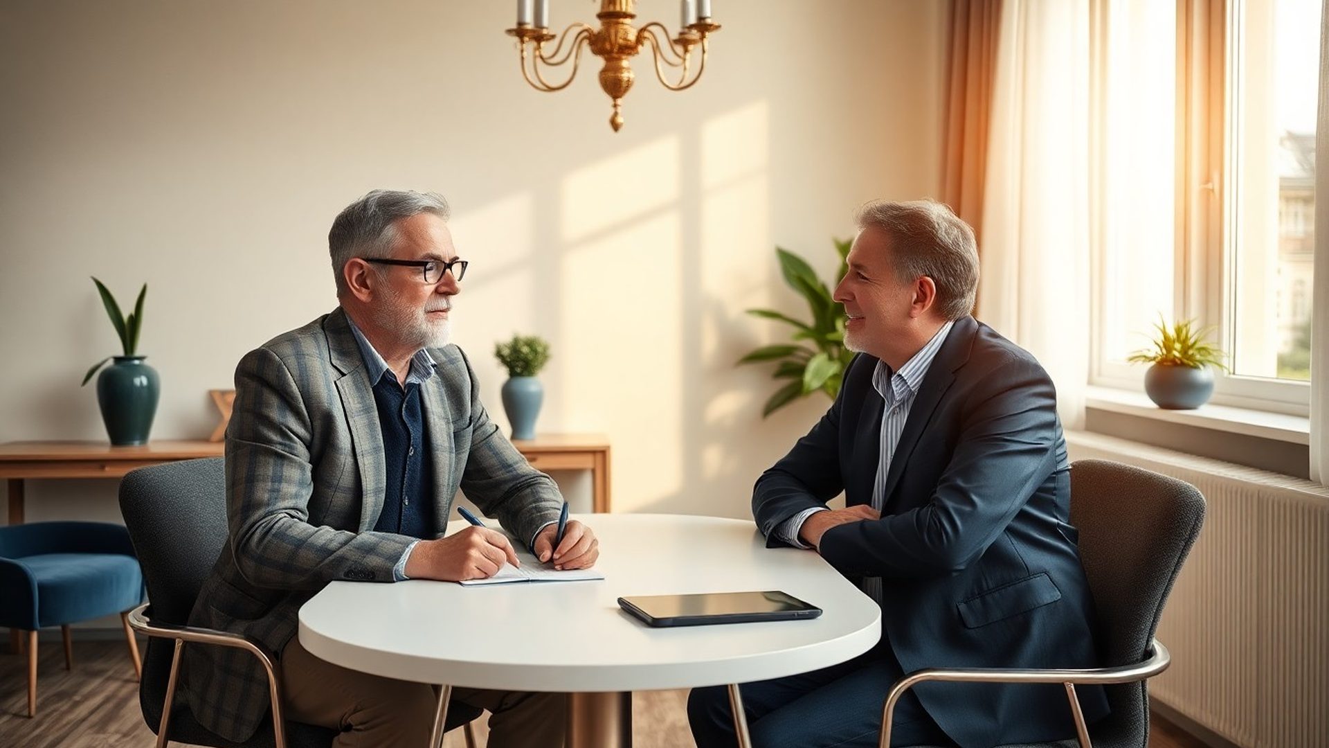 Poradce a klient při konzultaci v ostravské kanceláři Atelier Procházka
